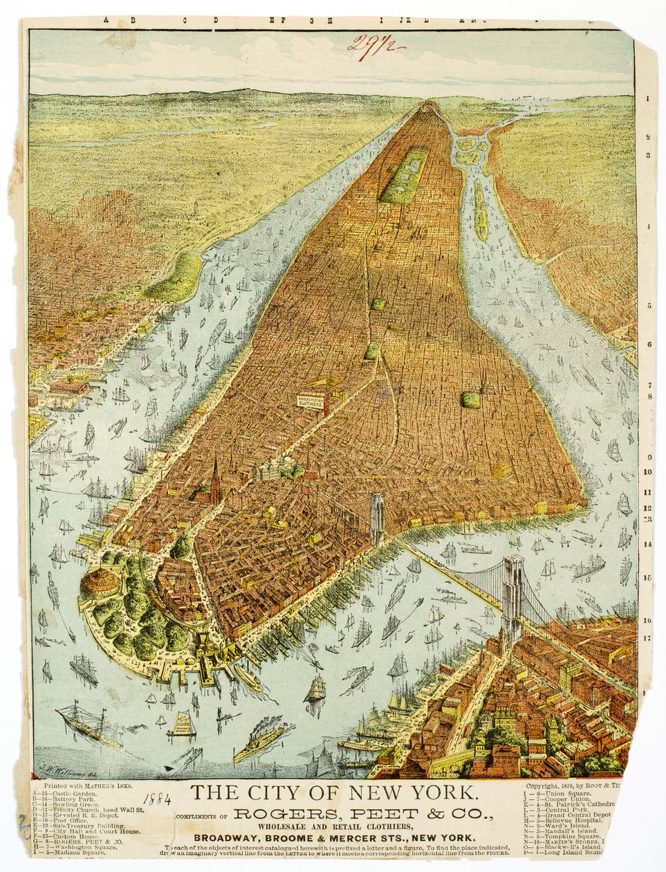 La ville de New York, compliments de Rogers, Peet & Co., grossistes et détaillants de vêtements, Broadway, Broome & Mercer Sts., NY. - American School