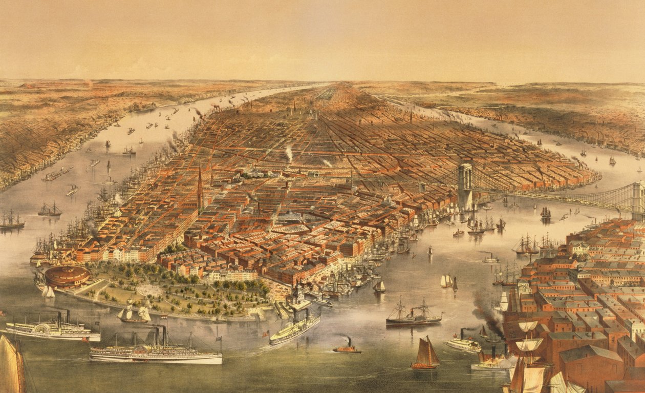 La ville de New York, pub. par Currier et Ives, 1870 - American School
