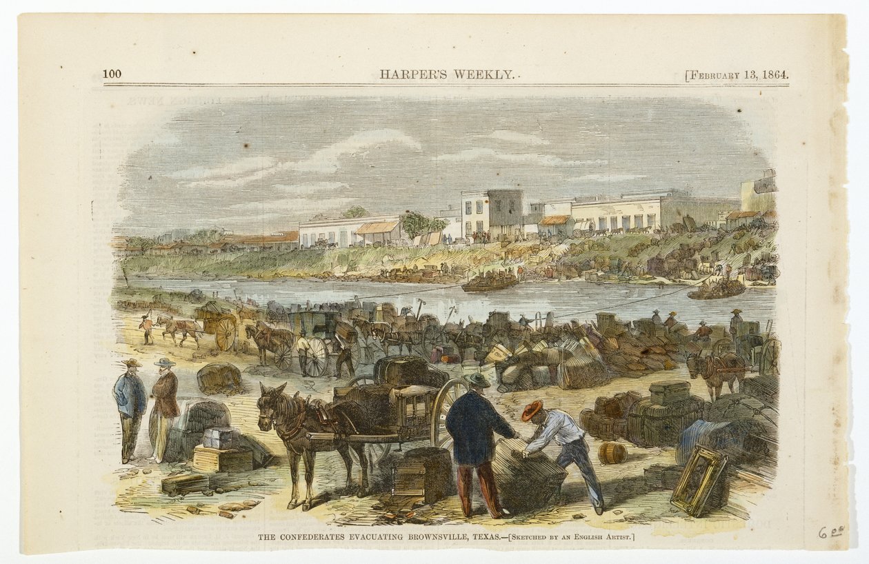Les Confédérés Évacuant Brownsville, Texas, vers 1864 - American School