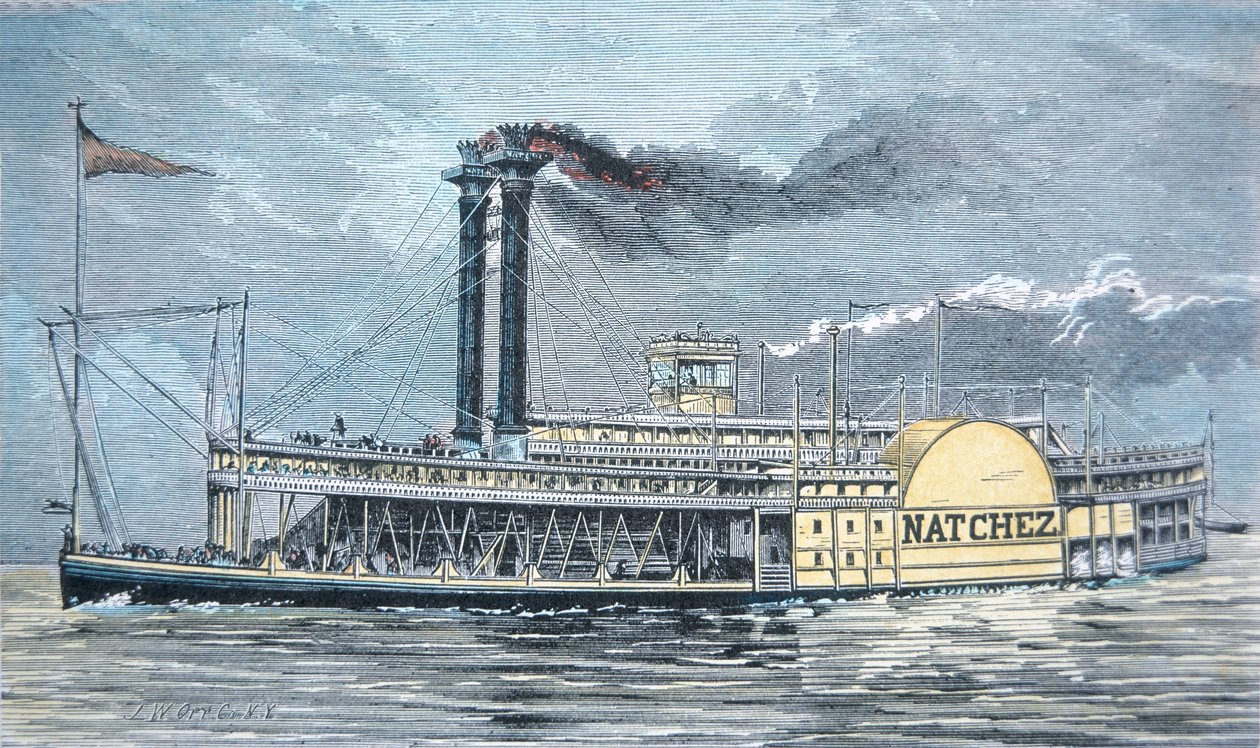 Le bateau à roues latérales du Mississippi 