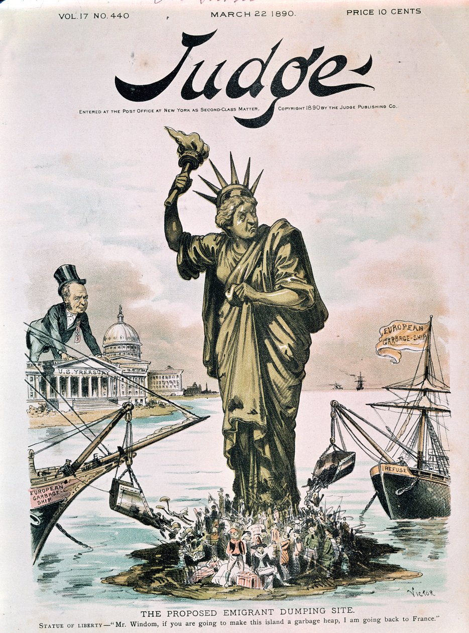 Le site de décharge proposé pour les émigrants, couverture de Judge, 22 mars 1890 - American School