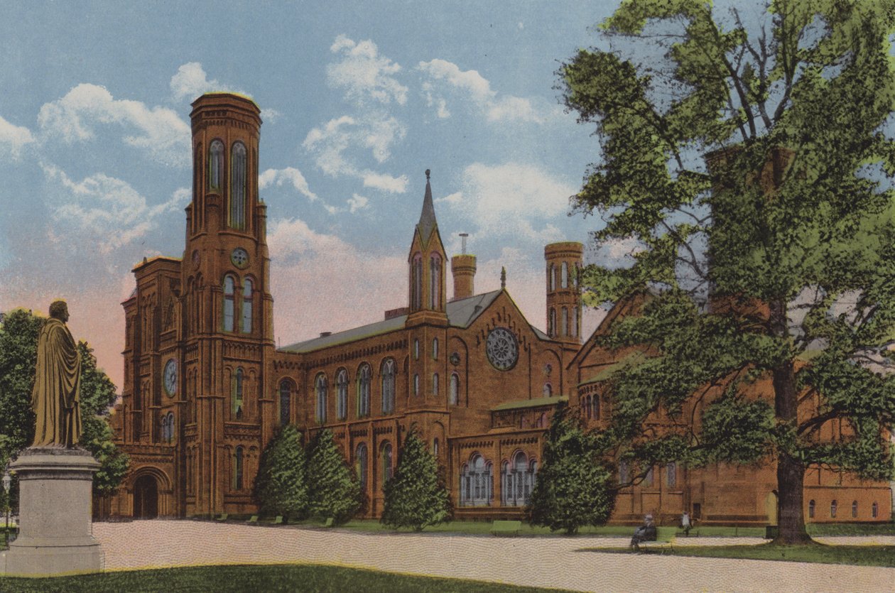 Smithsonian Institution, Washington DC (lithographie couleur) - American School