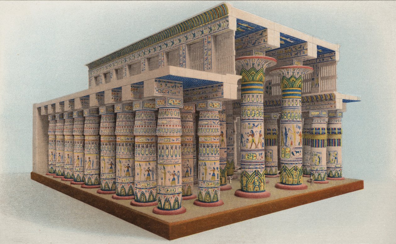 Le temple de Karnak, Égypte (lithographie couleur) - American School