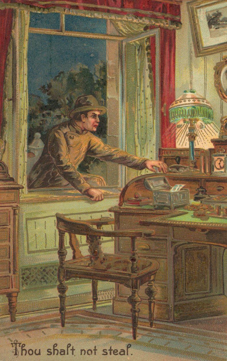 Les dix commandements : Tu ne voleras pas (lithographie couleur) - American School
