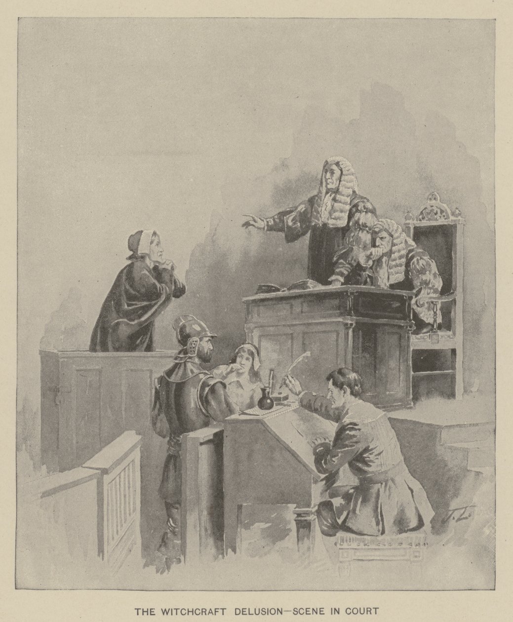 Le délire de sorcellerie - scène au tribunal (litho) - American School