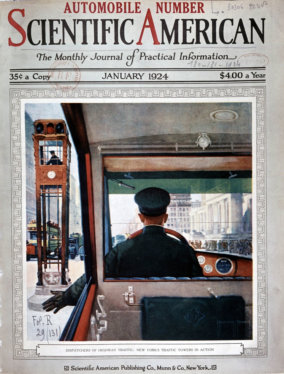 Tours de feux de circulation et contrôle du trafic à New York - dans "Scientific American", janv. 1924 - American School