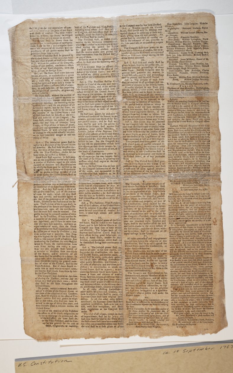 Constitution des États-Unis, vers le 10 septembre 1787 - American School