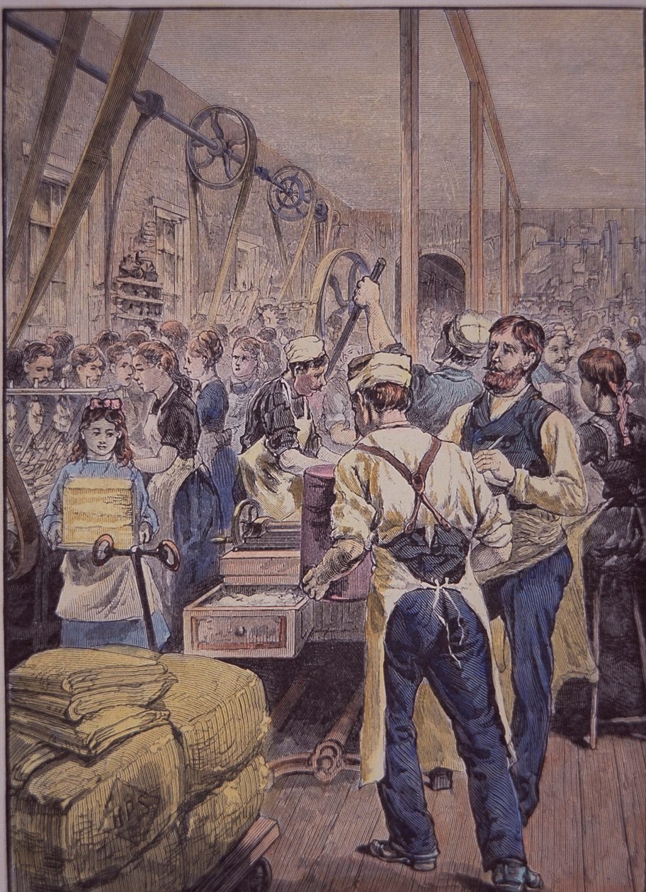 Industrie textile américaine, usine textile dans le Nord, vers 1870 - American School