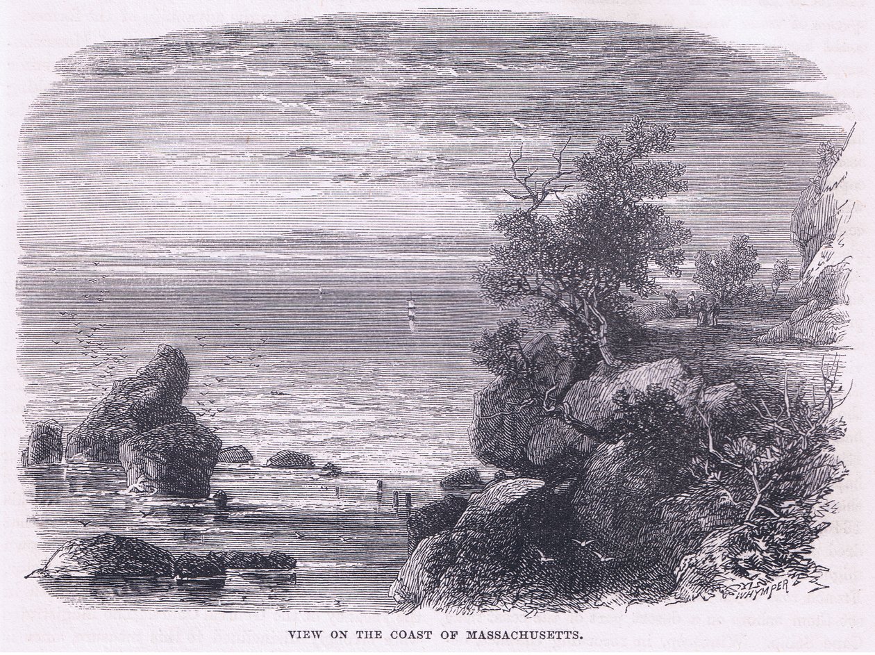 Vue de la côte du Massachusetts 1644, illustration de l