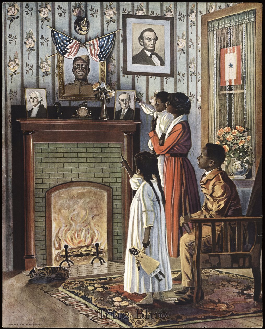 Affiche de la Première Guerre mondiale "True Blue", pub. 1918 - American School