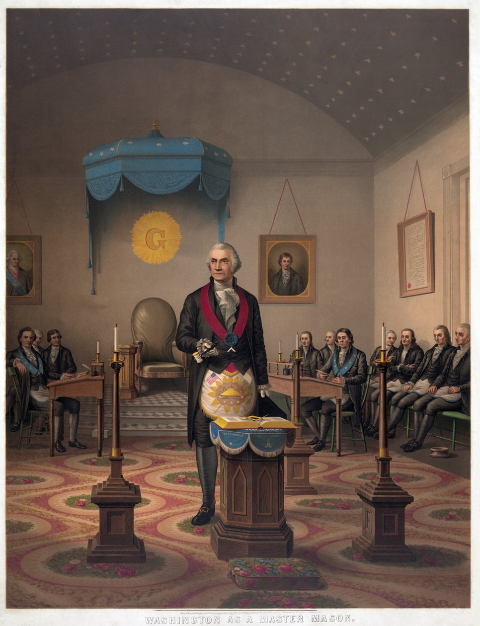 Washington en tant que Maître Maçon, pub. 1870 - American School