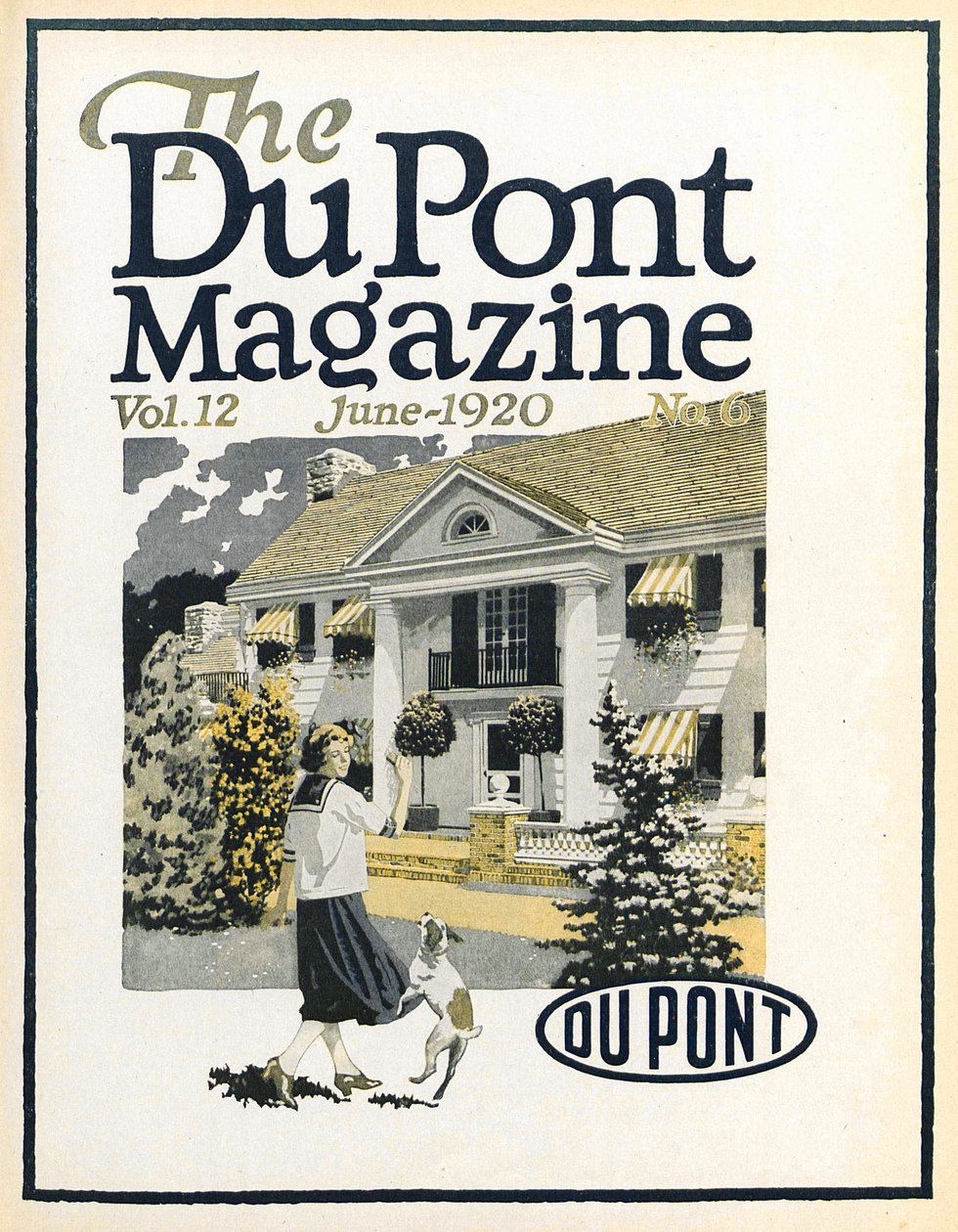 Femme et chien, couverture du DuPont Magazine, juin 1920 - American School