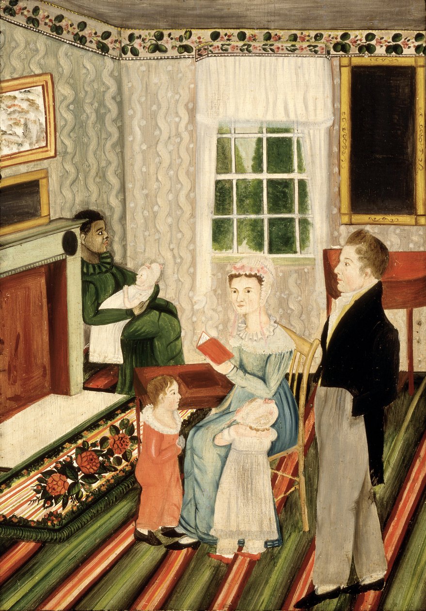 York, Pennsylvanie Famille avec serviteur nègre, vers 1828 (huile sur panneau) - American School
