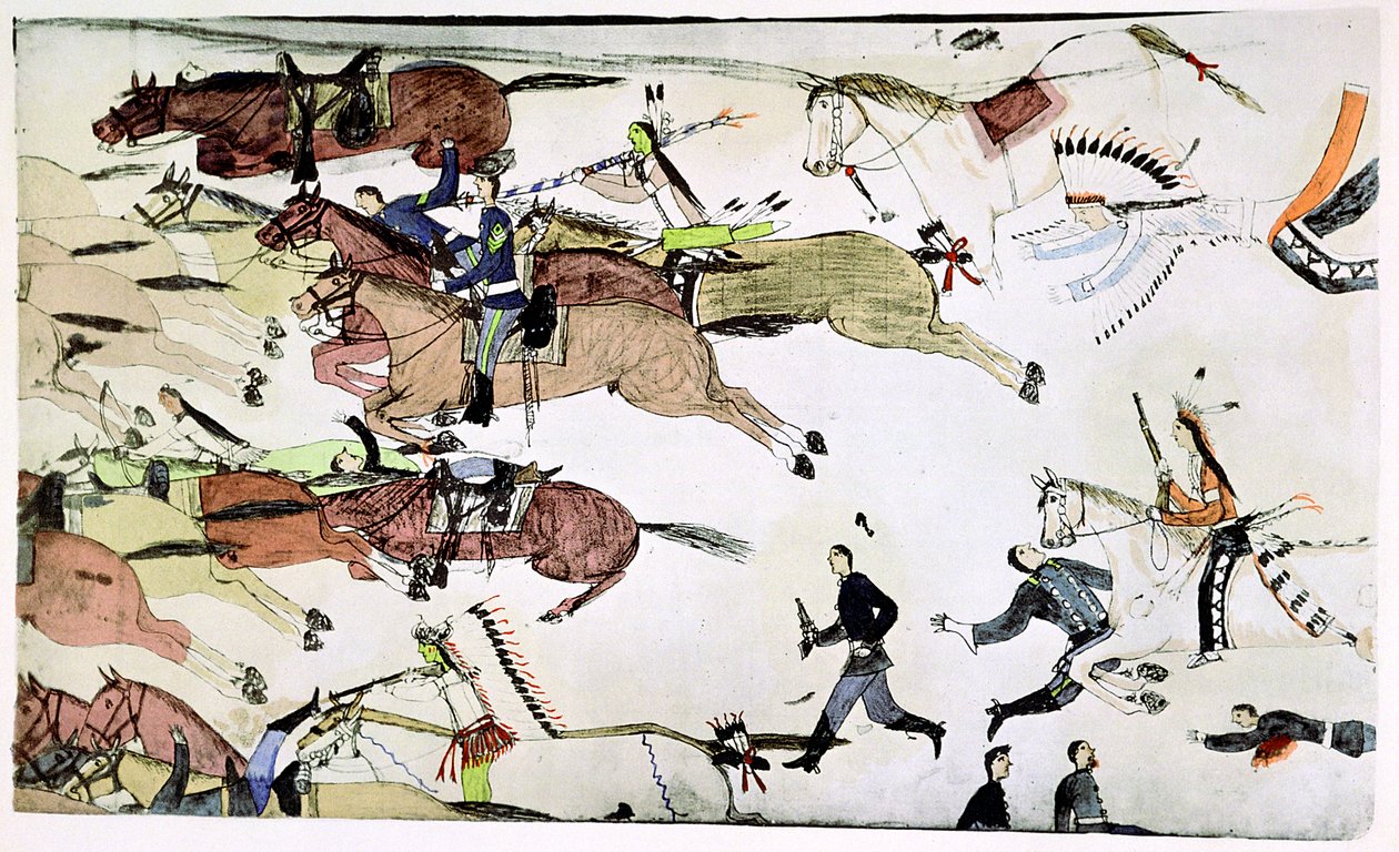 Bataille de Little Big Horn, Montana, USA, 25-26 juin 1876, vers 1900 - Amos Bad Heart Buffalo