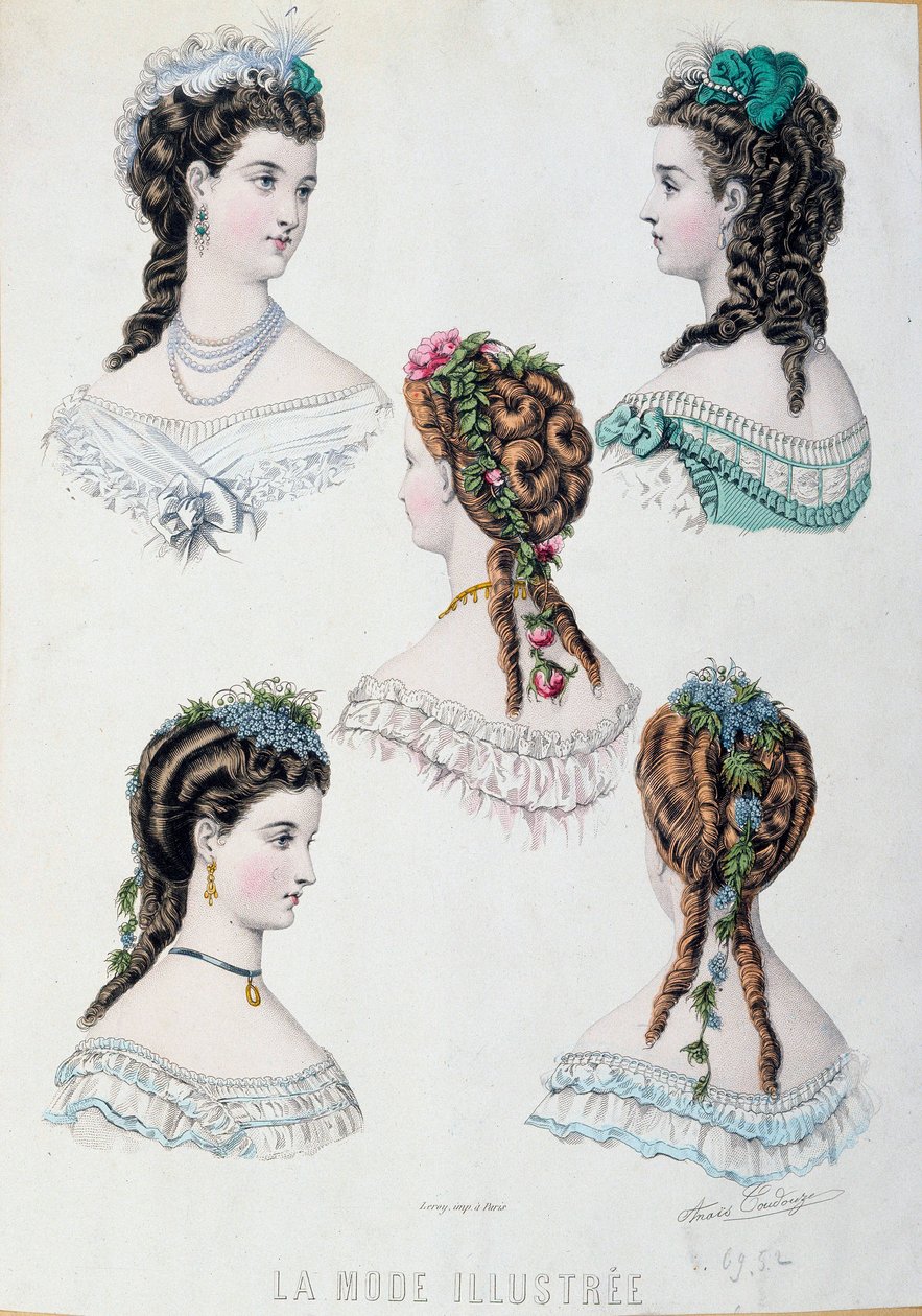 Cinq coiffures de femmes (La mode illustrée) - Anais Toudouze