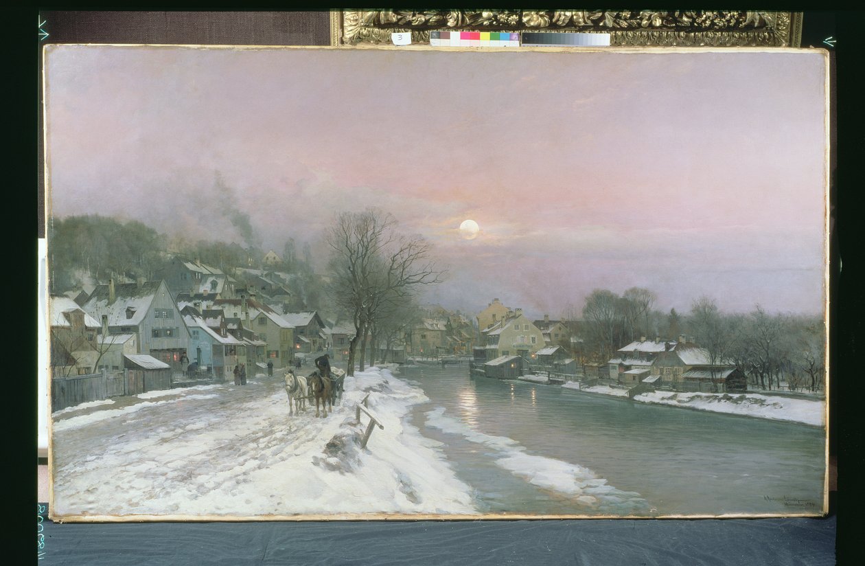 Scène de canal en hiver - Anders Andersen Lundby