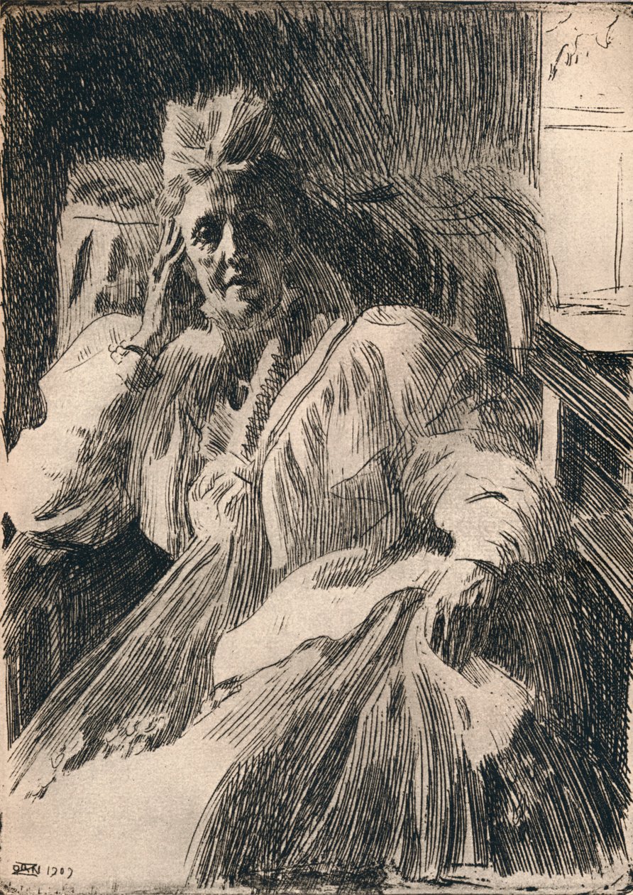 Une gravure de la reine douairière de Suède, vers 1909 - Anders Leonard Zorn