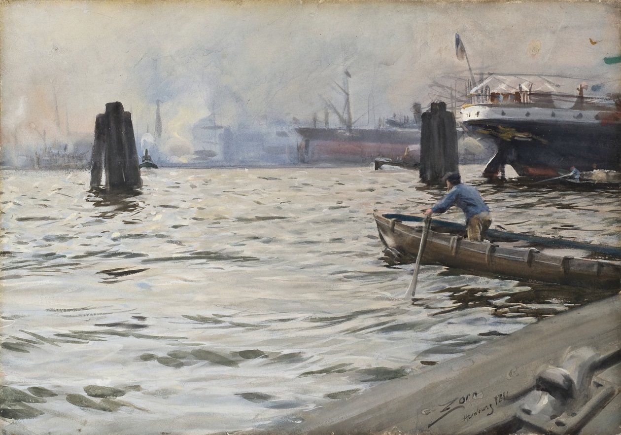 Le port de Hambourg - Anders Zorn