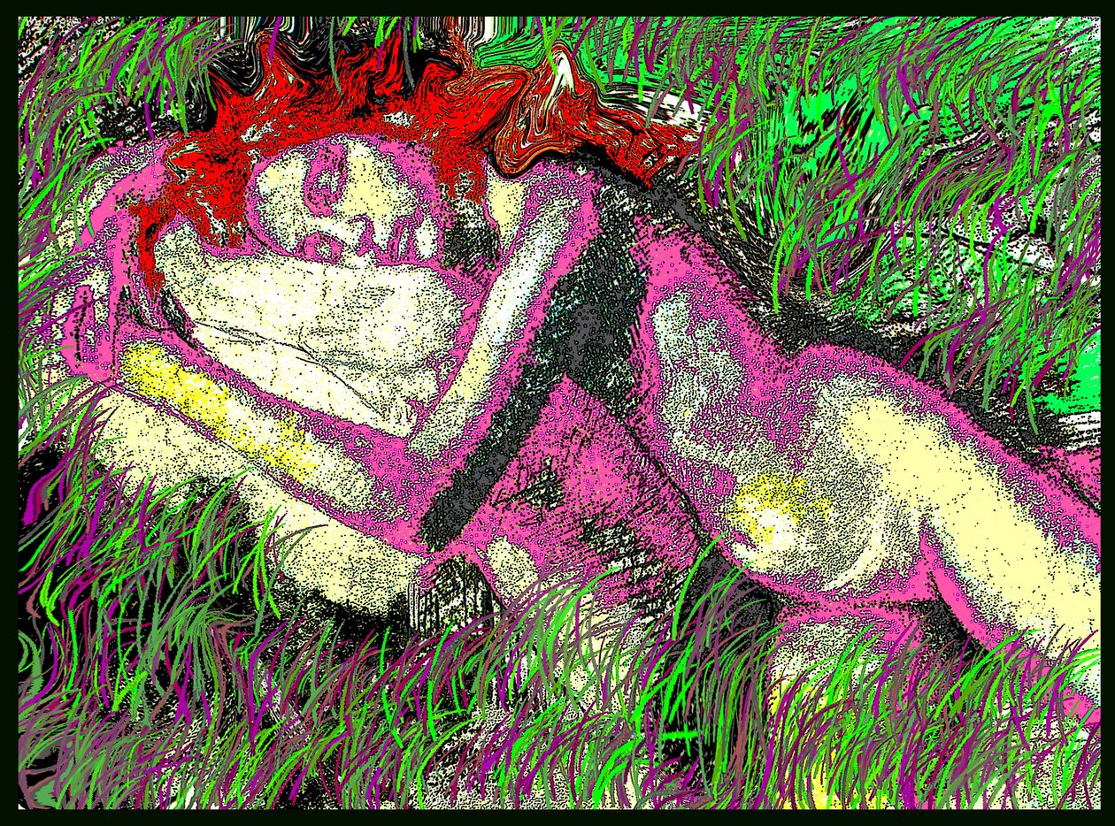 SLEEP IN WHICH CLONED GRASS 2002, 2002 (Peinture numérique) - Ando Gilardi