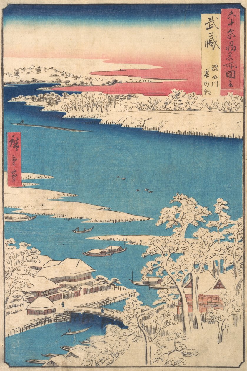 Matin après une chute de neige, la rivière Sumida, province de Musashi, de la série Vues (vers 1853) - Ando Hiroshige