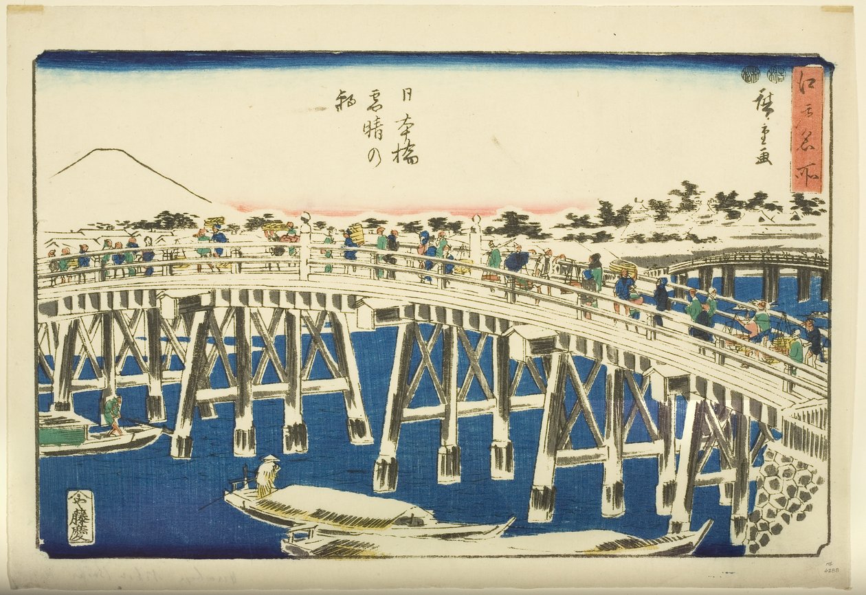 Matin clair après la neige au pont Nihonbashi - Ando or Utagawa Hiroshige