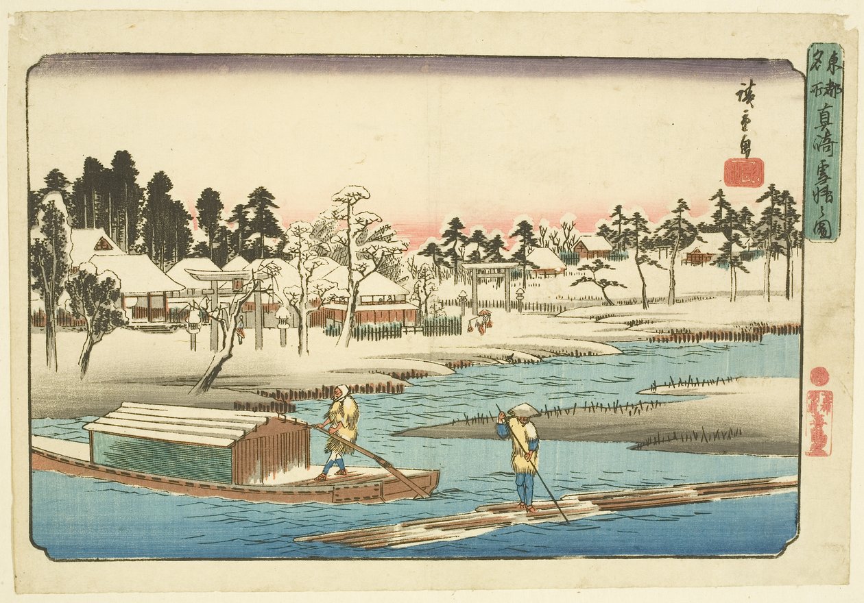 Beau temps après la neige à Massaki - Ando or Utagawa Hiroshige