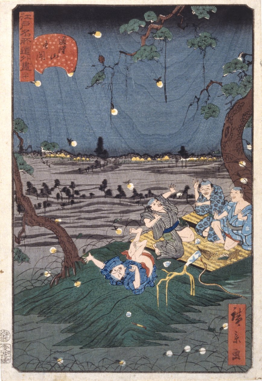 Écouter les grillons à Dōkanyama (20) (Dōkanyama Mushikiki) - Ando or Utagawa Hiroshige