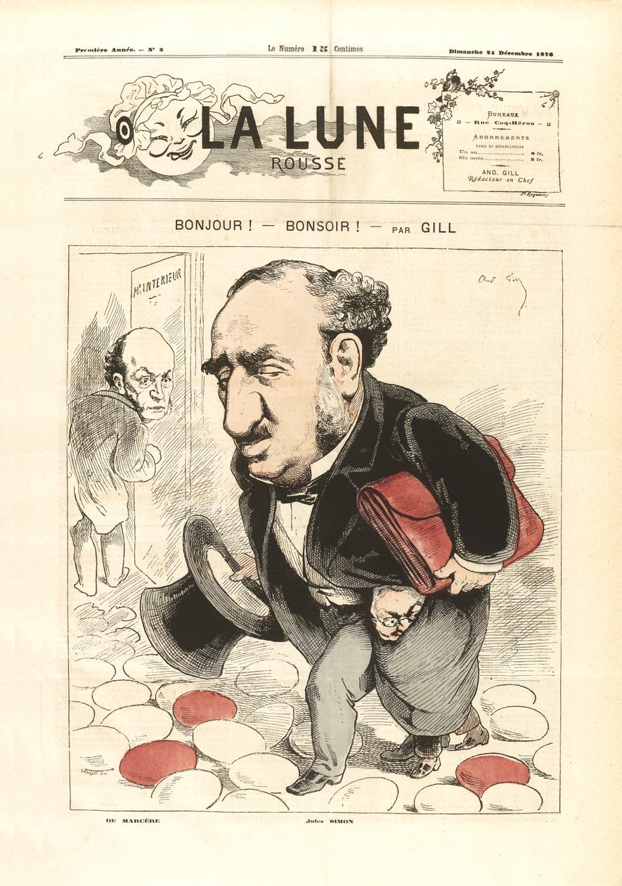 André Gill - Bonjour ! Bonsoir ! - La Lune rousse (24 décembre 1876) - Andre Gill