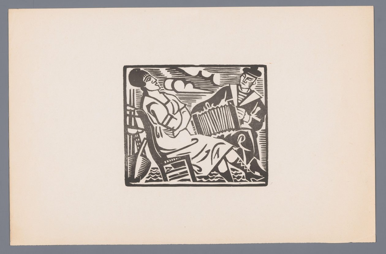 Femme sur une chaise et marin avec accordéon - André Lhote