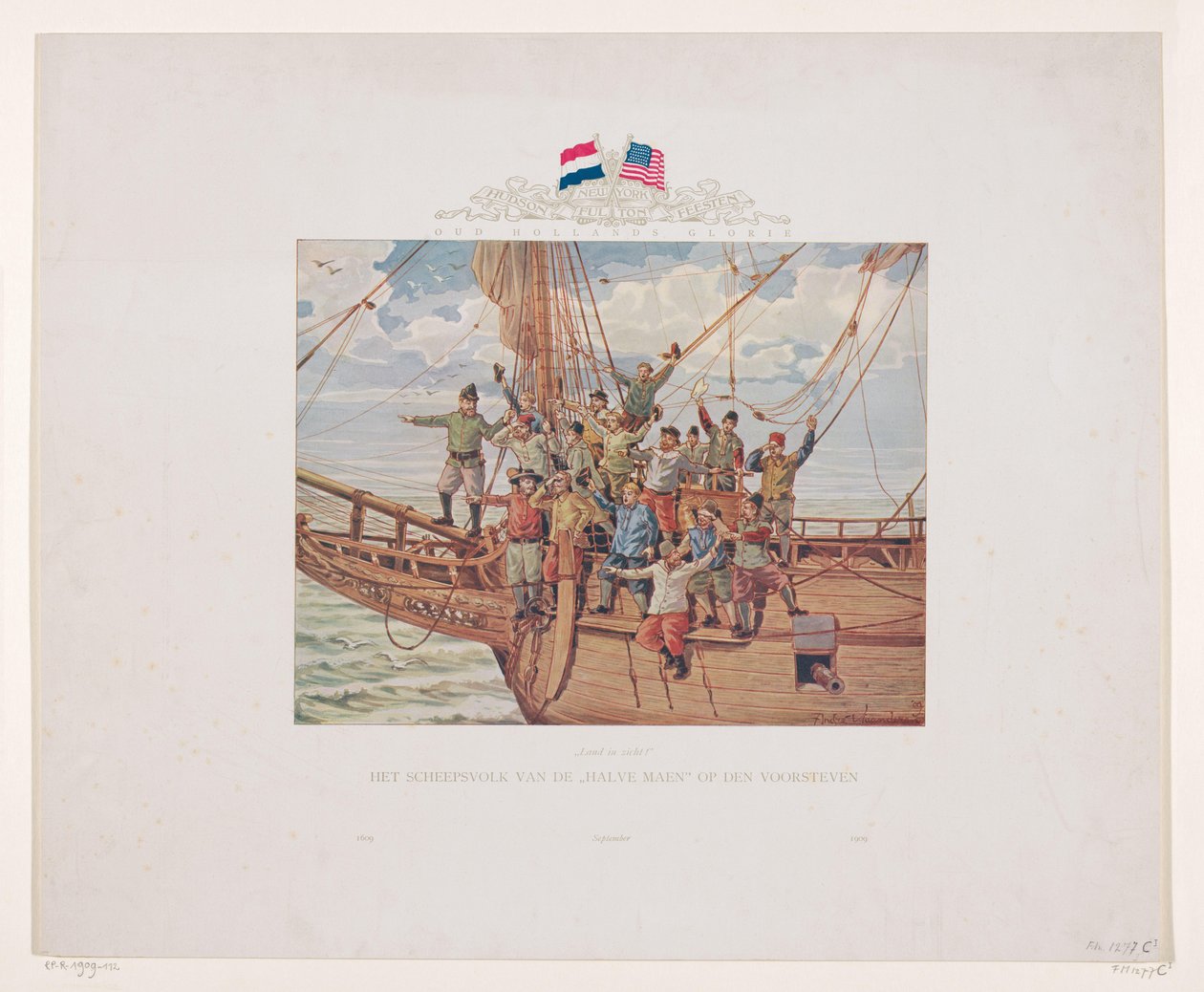 Le navire de Henry Hudson, le Halve Maen, approche de la côte nord-américaine, 1609 - André Vlaanderen