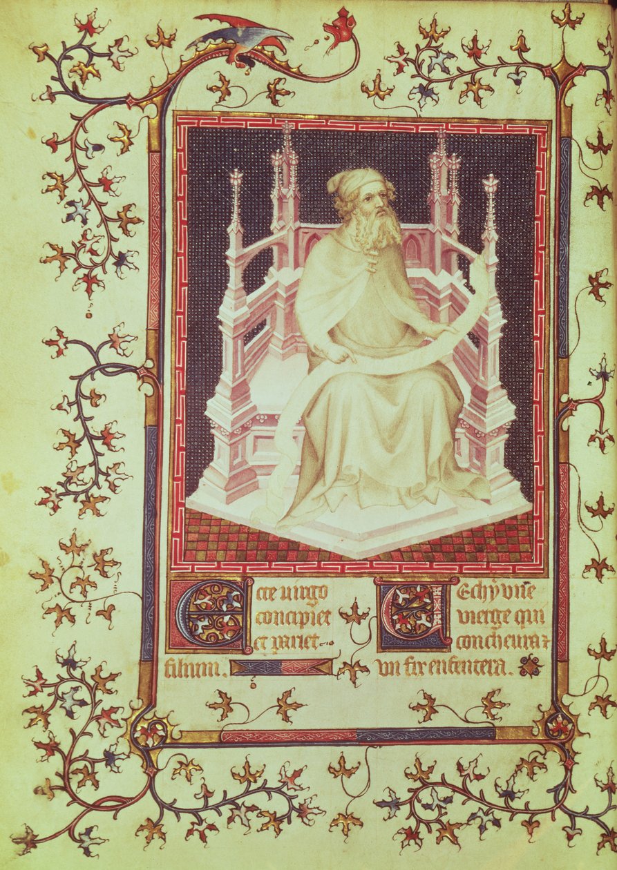 Ms. Fr 13091 f.11v Le prophète Isaïe, du Psautier de Jean, duc de Berry, c.1386 - Andre Beauneveu