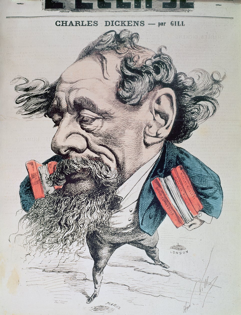 Charles Dickens à cheval sur la Manche, illustration de couverture de 