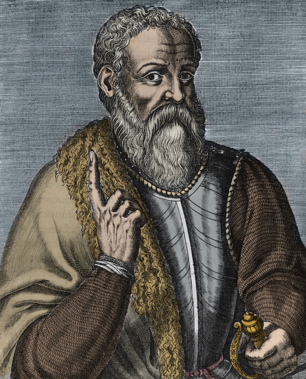 Hernando Cortez ou Cortés (1485-1547) conquistador espagnol gravure d