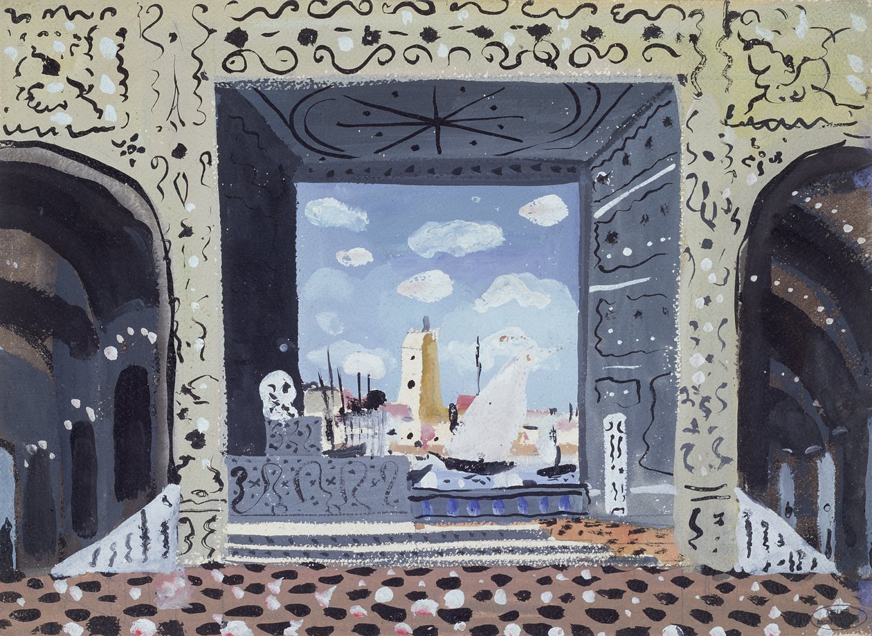 Décor pour une représentation du "Barbier de Séville" à Paris (huile sur carton) - Andre Derain