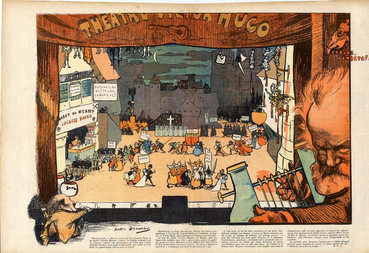 Théâtre par Victor Hugo par André Devambez (1867-1944) caricature dans « Le Rire » de 1902 - Andre Devambez
