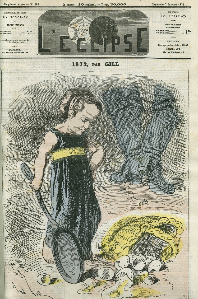 1872, une petite fille regarde son panier de fissures. Couverture dans "L