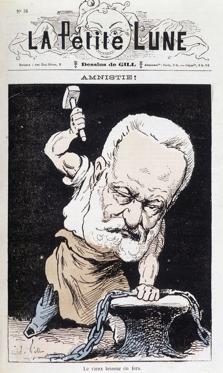 Amnistie ! : Le Vieux Briseur de Fer (Caricature de Victor Hugo) - par Gill, dans "La Petite Lune" - Andre Gill