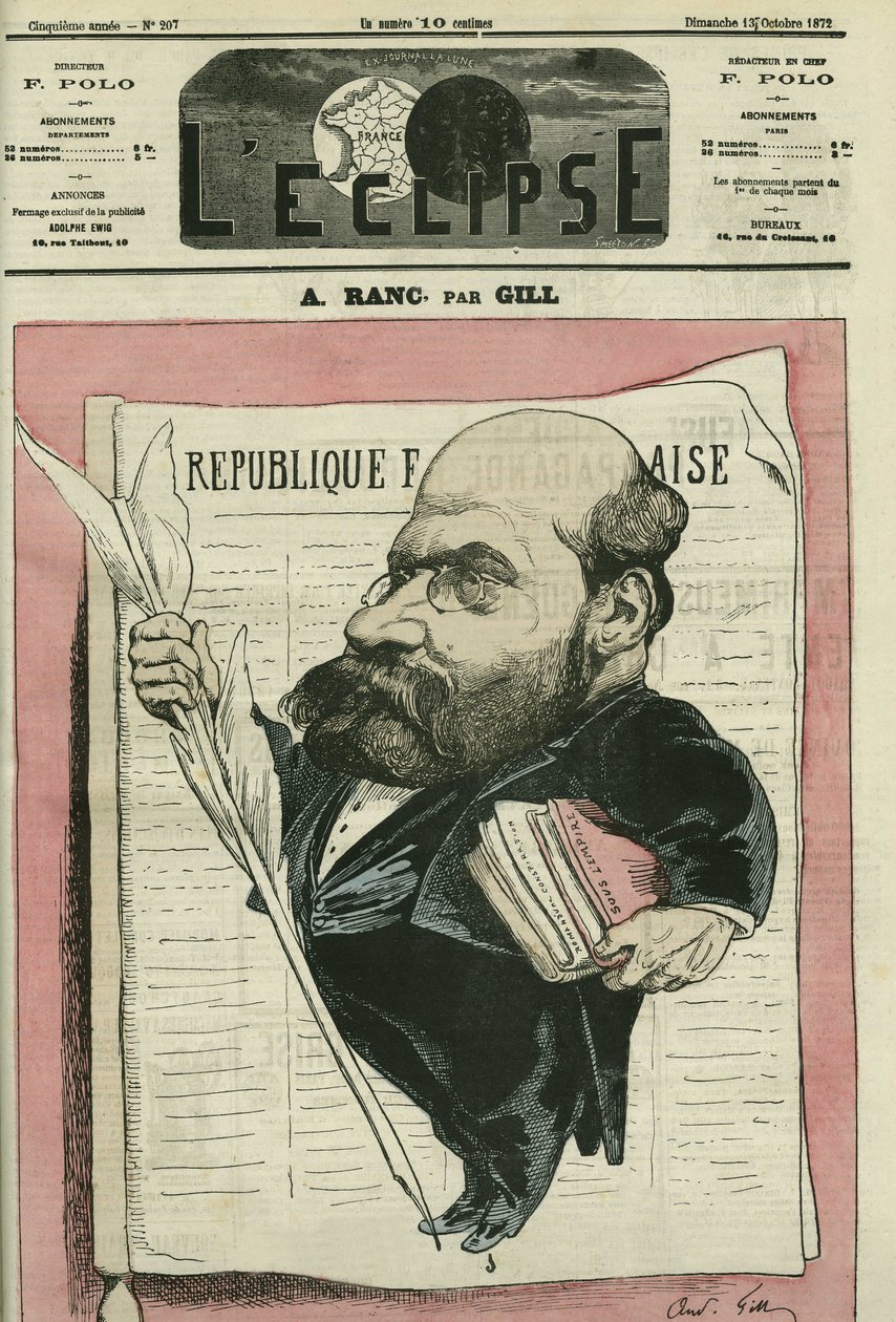 Arthur Ranc (1831-1908), journaliste et homme politique français. Couverture dans "L