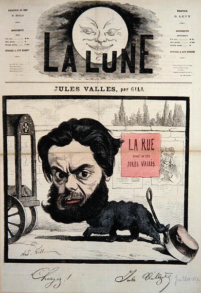 Caricature de Jules Vallès, illustration de couverture de La Lune, juillet 1867 - Andre Gill