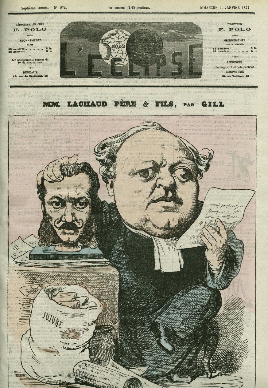 Caricature de Charles Lachaud (1817-1882), avocat français. Couverture dans L