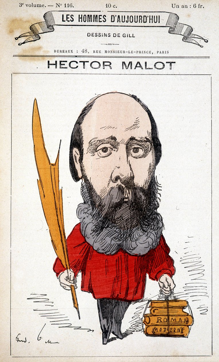 Caricature par Hector Malot, écrivain français (1830-1907) - par Gill, dans Les Hommes d