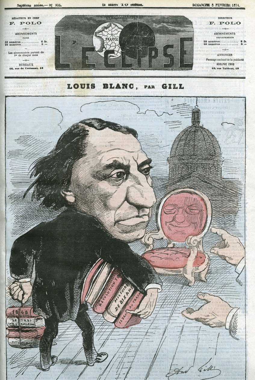 Caricature par Louis Blanc (1811-1882), homme politique et historien français. Couverture de « L