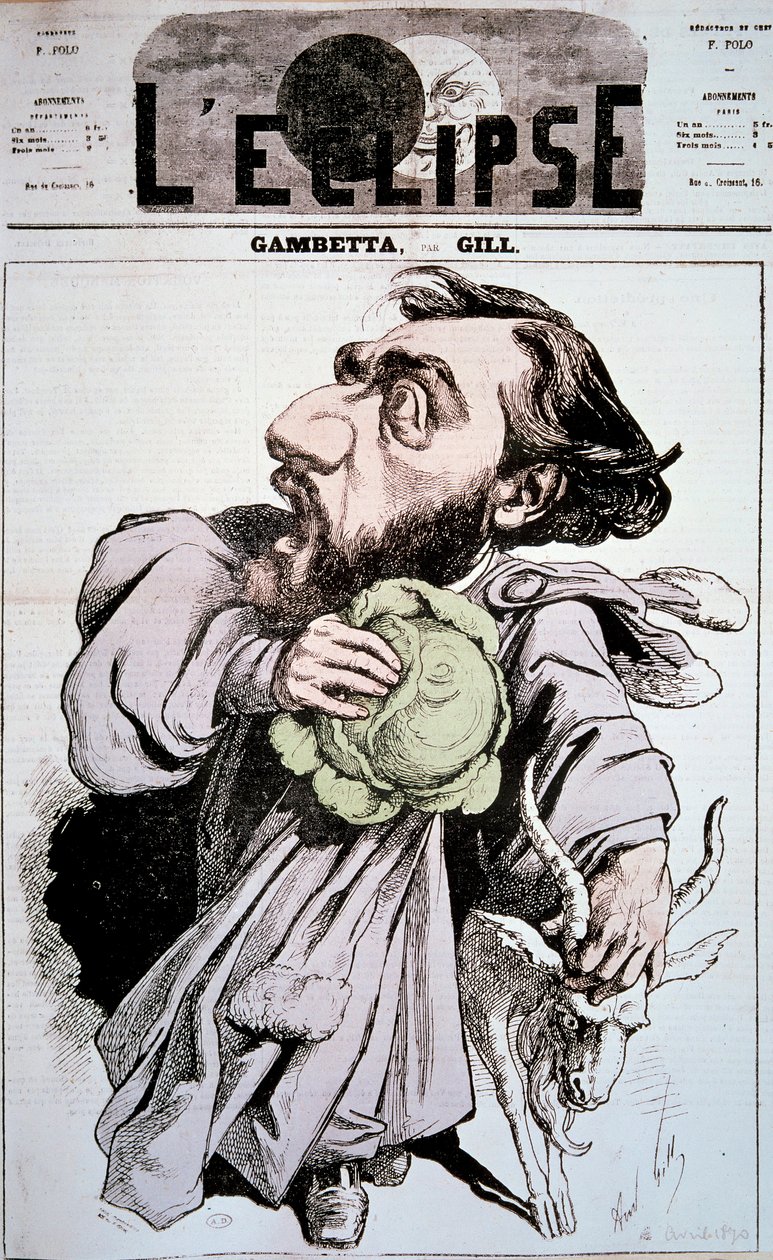 Caricature de Léon Gambetta (1838-1882), homme politique français - Andre Gill