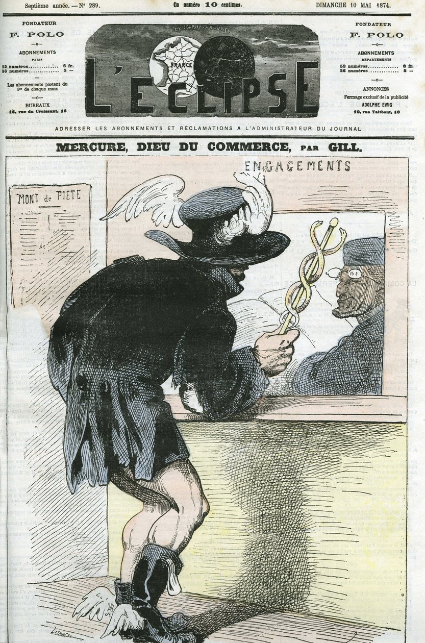 Caricature de Mercure, Dieu du Commerce. Couverture de L