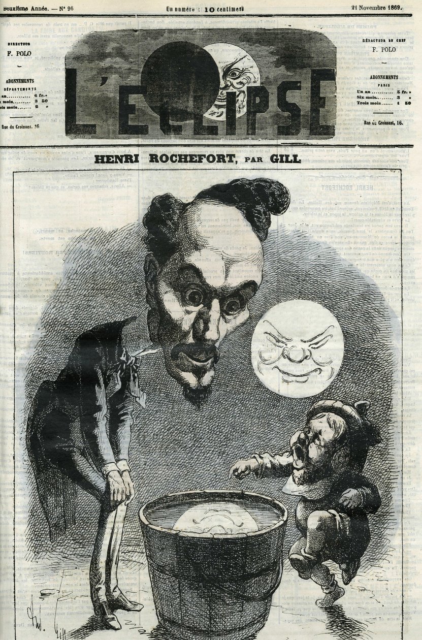 Henri Rochefort (1831-1913), journaliste, écrivain et politicien français. Couverture dans "L