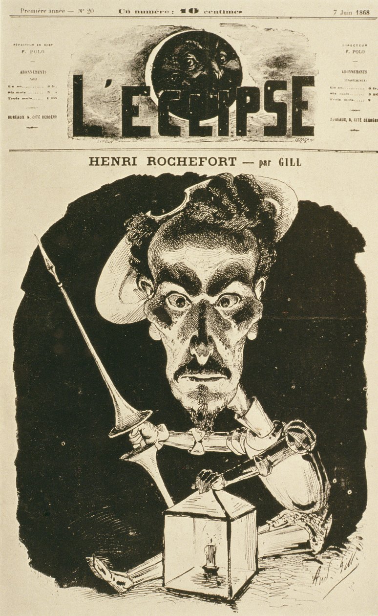 Henri Rochefort, illustration de couverture du magazine 'L'Eclipse', 7 ...