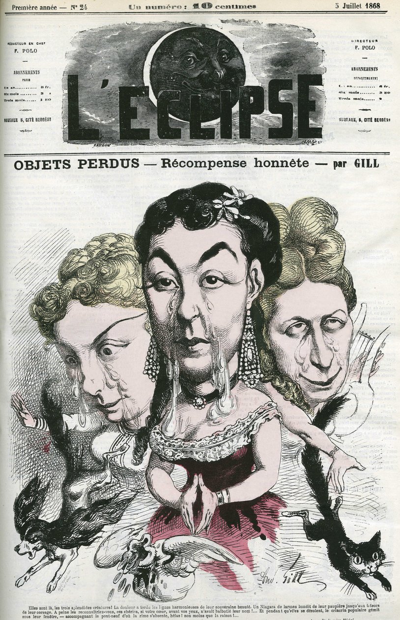Illustration de "Objets perdus", chansons racontant les histoires de 3 femmes ayant perdu leur chien, sac à main et chat. Couverture dans "L