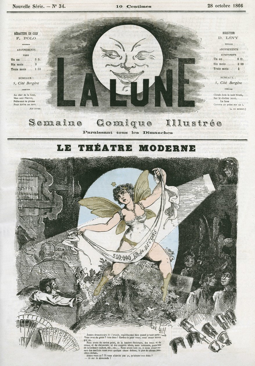 Le Théâtre Moderne à Paris. Caricature de Gill, dans "La Lune", 28 octobre - Andre Gill
