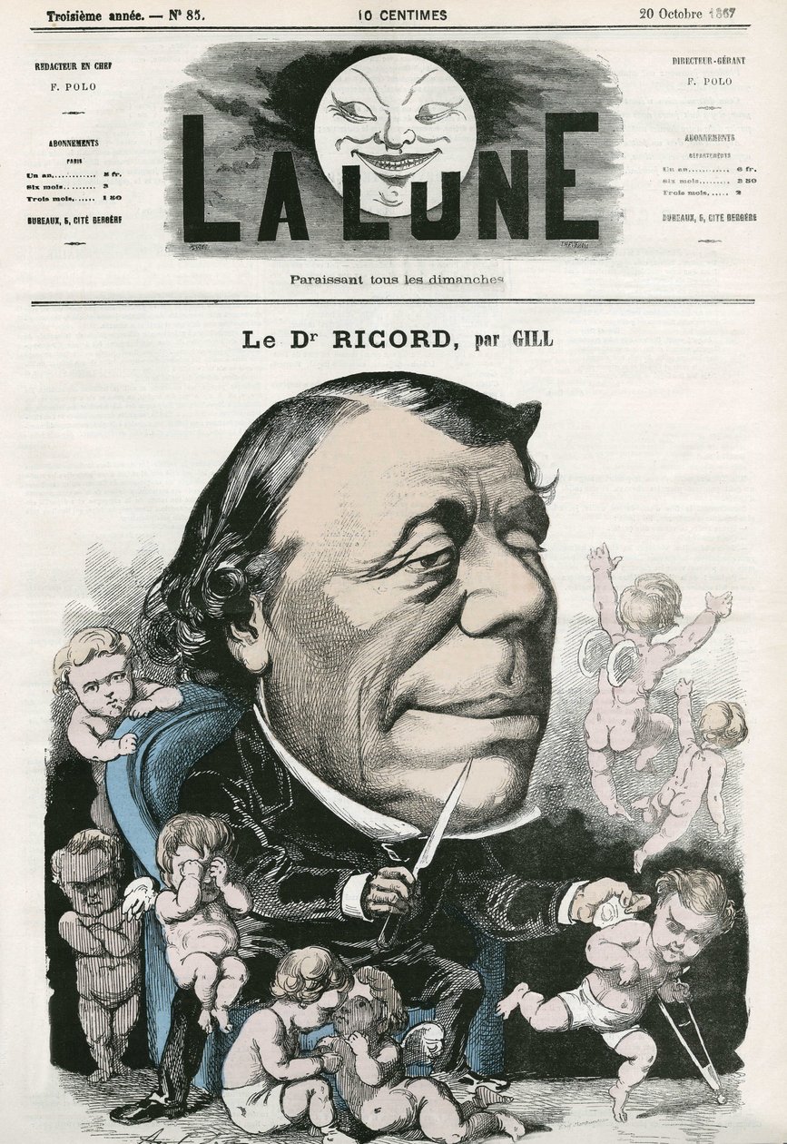 Portrait du Docteur Ricord, médecin français. Caricature par Gill, dans "La Lune", 20 octobre - Andre Gill