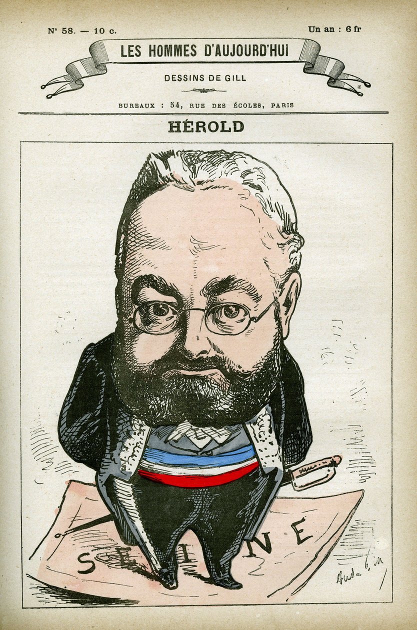 Portrait de Ferdinand Hérold (1828-1882), homme politique français. Caricature de Gill, Paris - Andre Gill